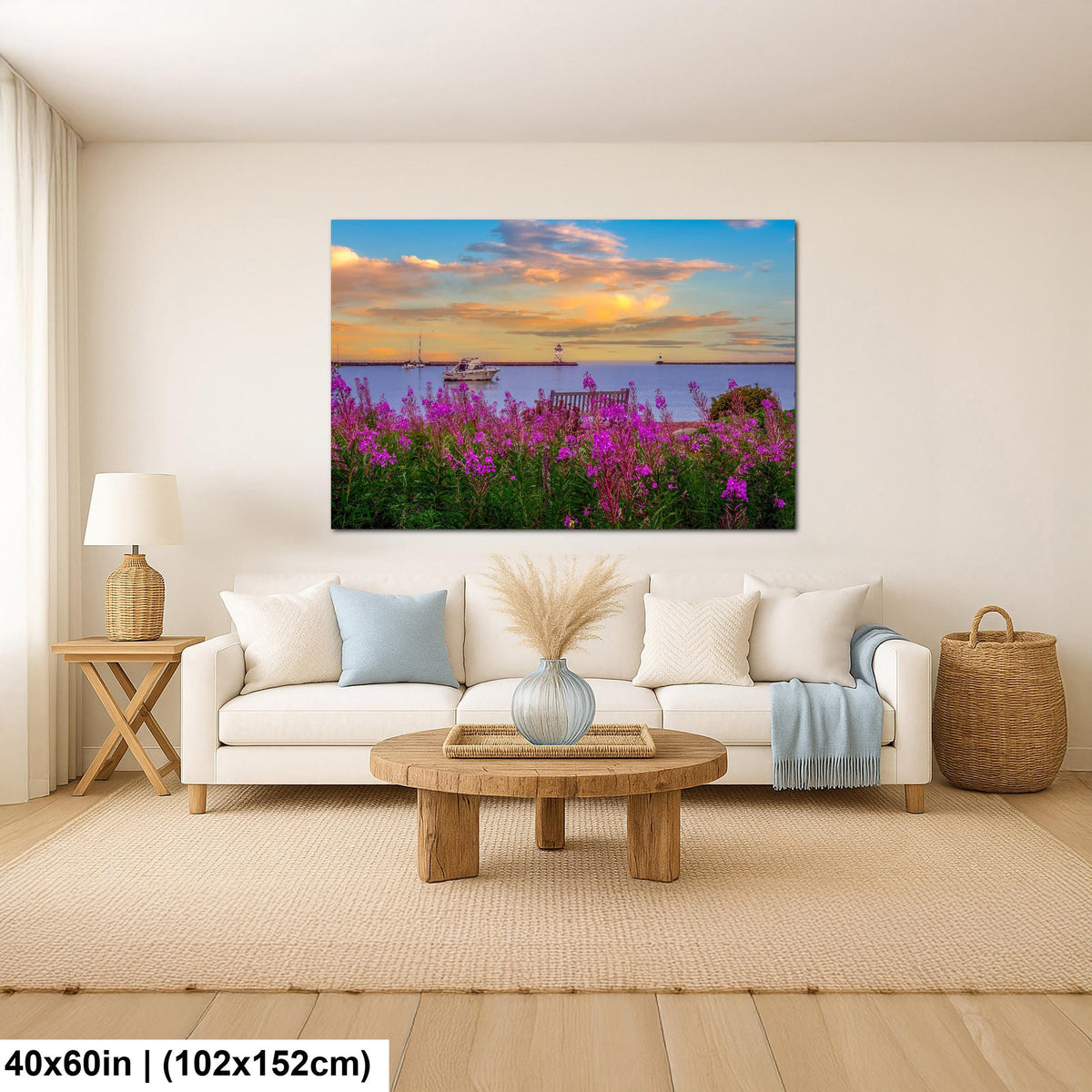 Purple Rosebay: Grand Marais Harbor Minnesota Coastal Photography Wall Art