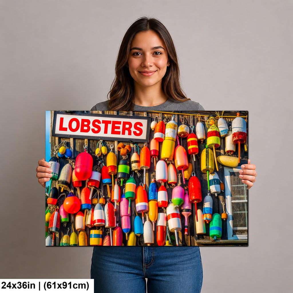 Coastal Tradition: Lobster Buoys Maine Fishing Village Photography Wall Art