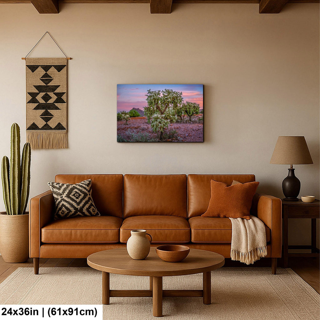 Cholla Cactus Sunset, Lost Dutchman State Park, Apache Junction Arizona Photography Wall Art
