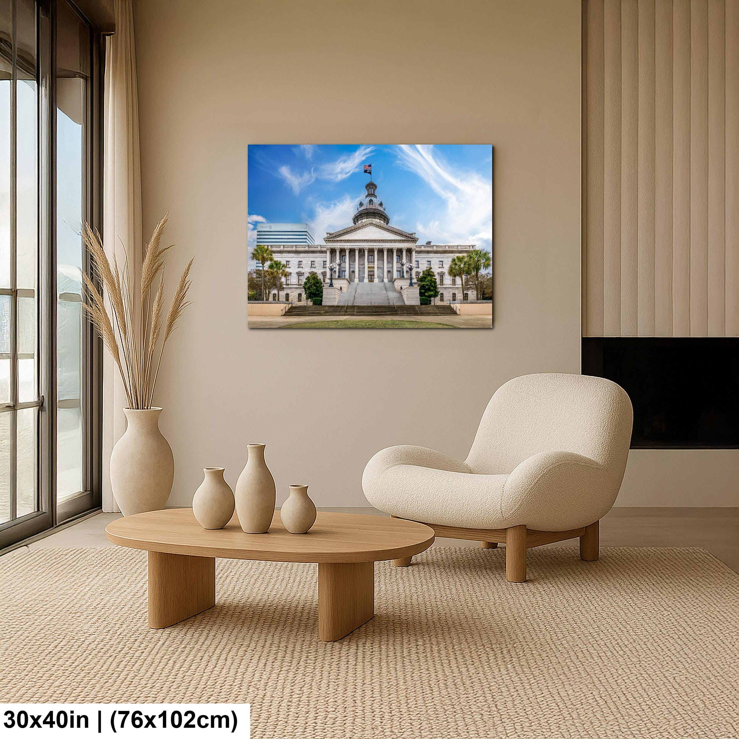South Carolina State House Under Blue Sky, Columbia South Carolina Photography Print