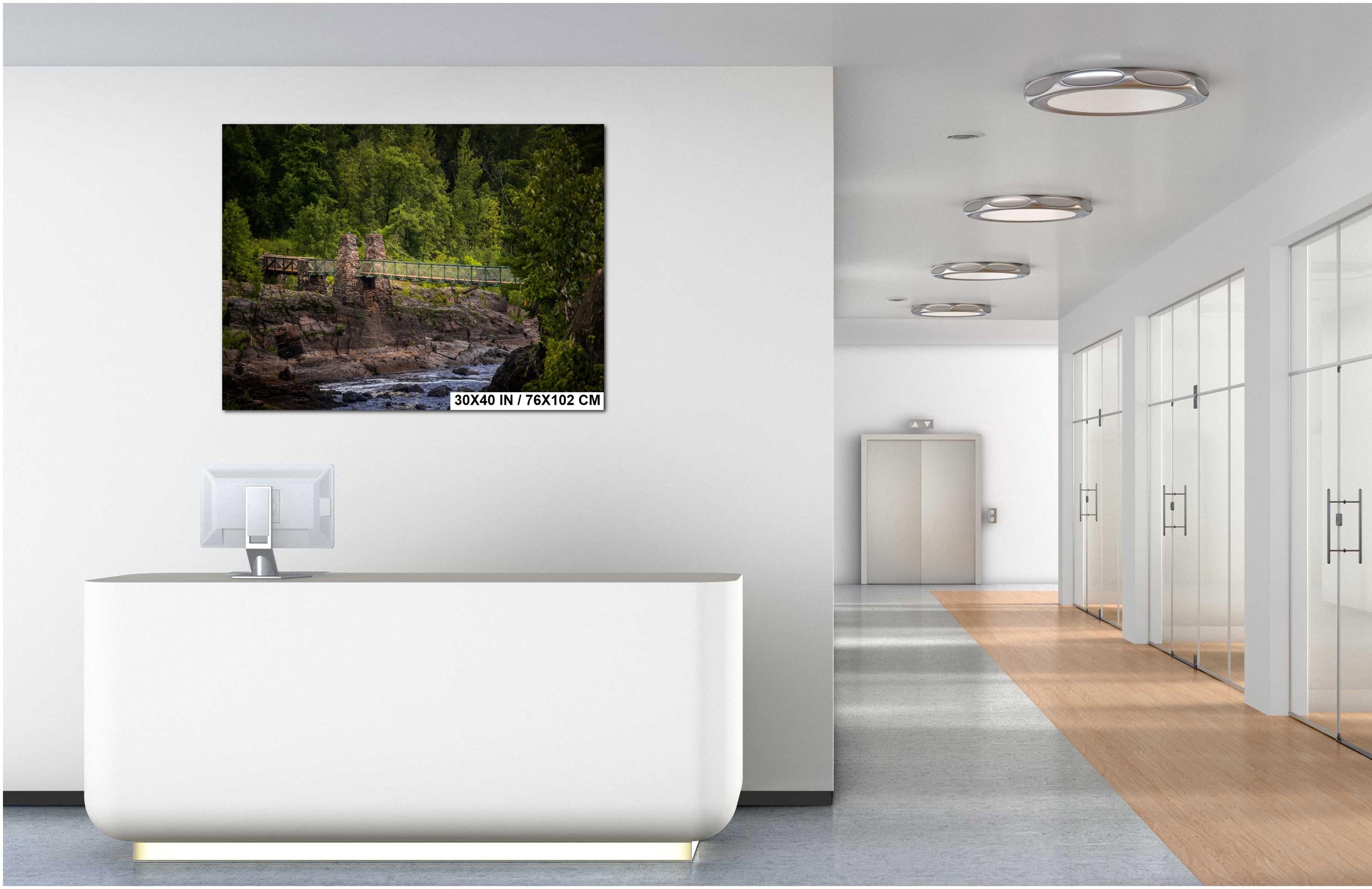 Swinging Bridge Jay Cooke State Park Minnesota Photo Print, Stone Pillar River Gorge Nature Wall Art Decor, Saint Louis River Travel Gift