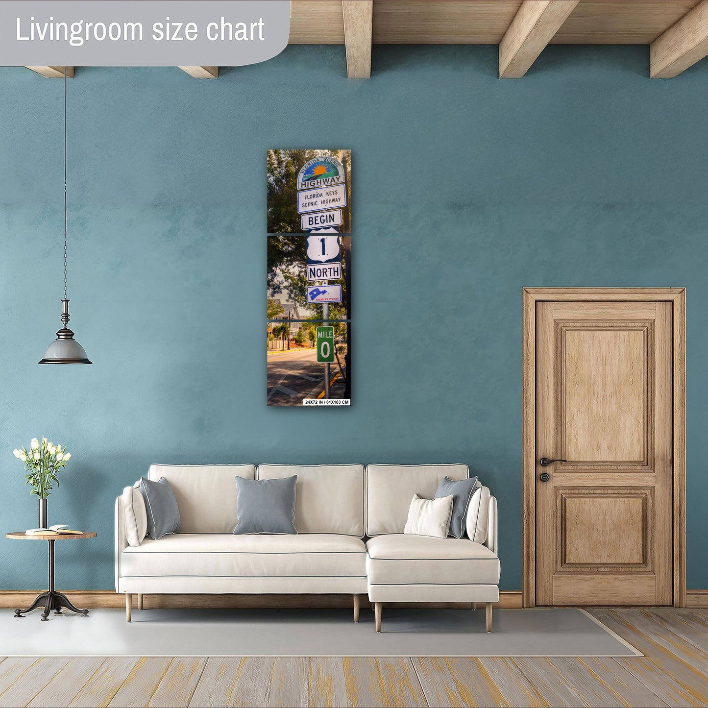 Key West Highway 1 Sign: Florida Keys Scenic Highway Mile 0 Zero America's Byways Print Wall Art Photography Aluminum/Acrylic/Metal/Canvas