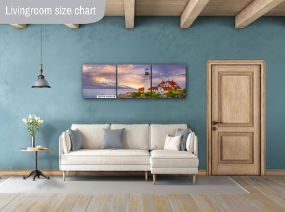 Cape Elizabeth Lighthouse Print – Nautical Wall Art | Stormy Sea Canvas