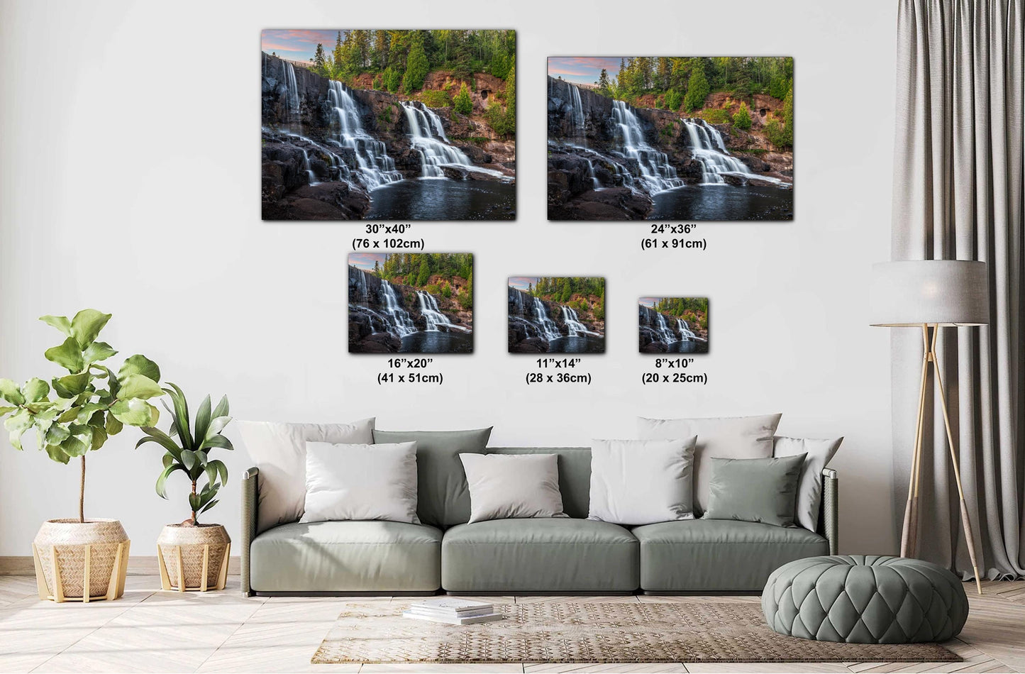 Gooseberry Falls Multi‑Tier Waterfall Minnesota State Park Wall Art Photography Print, Long Exposure North Shore Landscape Aluminum Metal