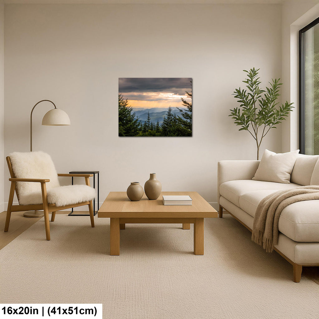 Mountain Glow: Sun Rays Great Smoky Mountains National Park Photo Wall Art