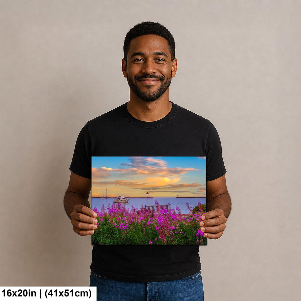 Purple Rosebay: Grand Marais Harbor Minnesota Coastal Photography Wall Art