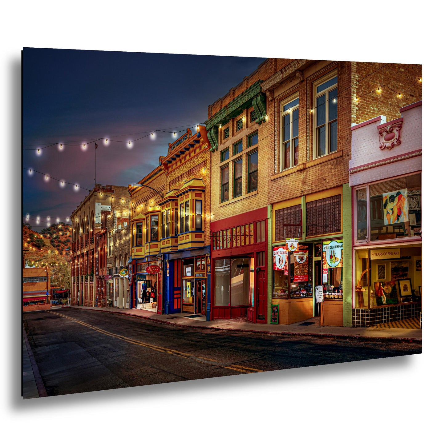 Bisbee Arizona Historic Street at Night, Southwest Architecture Photography Wall Art