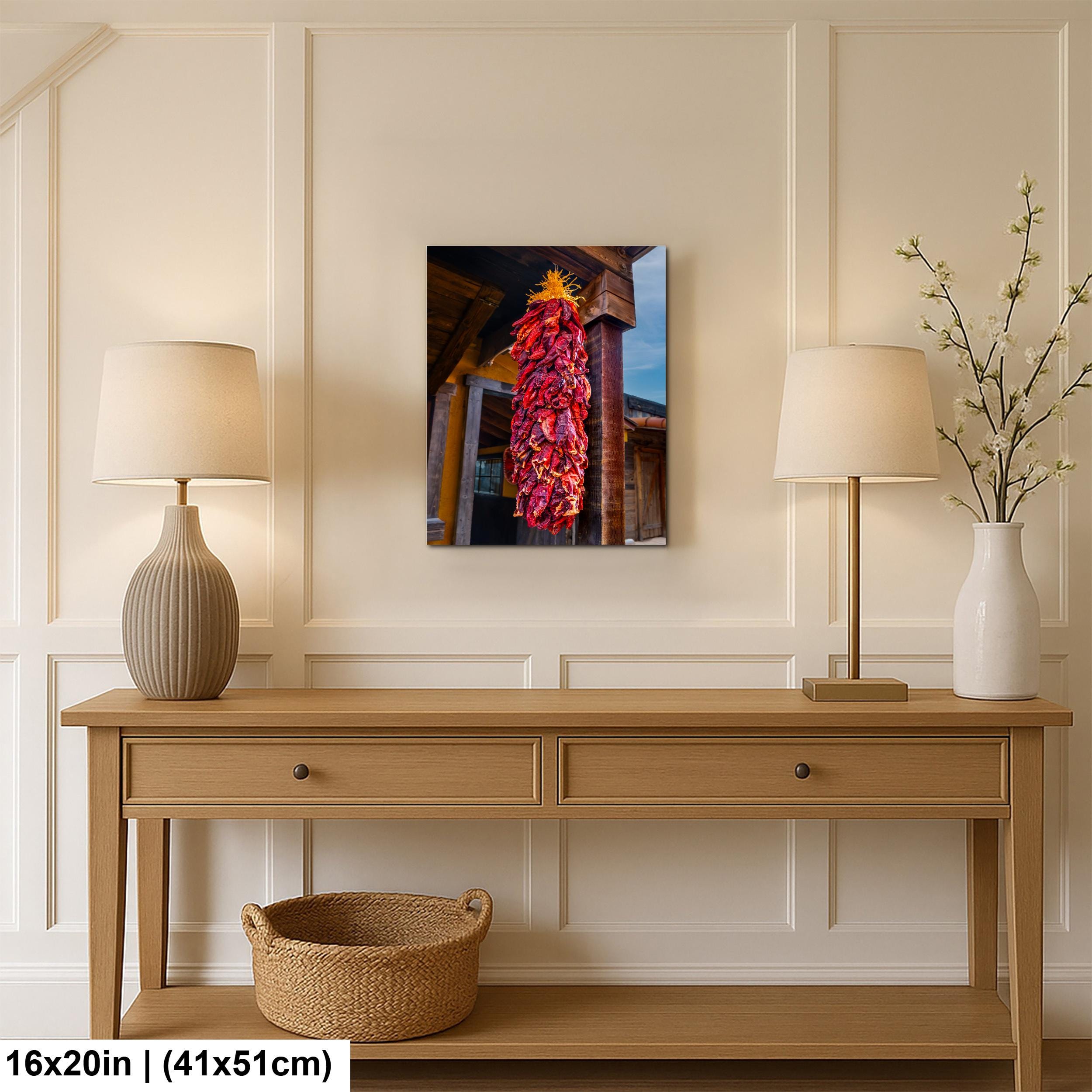 Sunlit Chile Ristra on Rustic Porch, Tombstone Arizona, Photography Wall Art