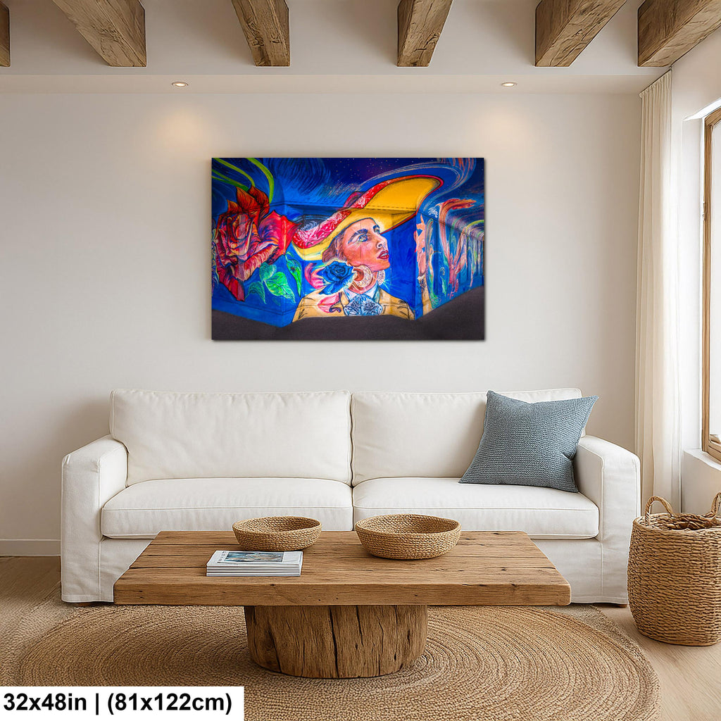 Tucson Mural - Whimsical Woman Mural With Hat, Photography Print Wall Art