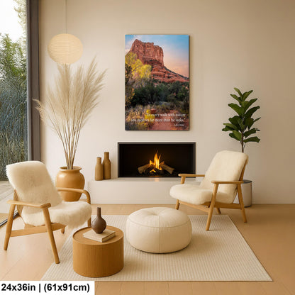 John Muir Inspirational Quote Wall Art for Calm and Reflection, Red Rock Nature Photography Print for Home or Office Decor