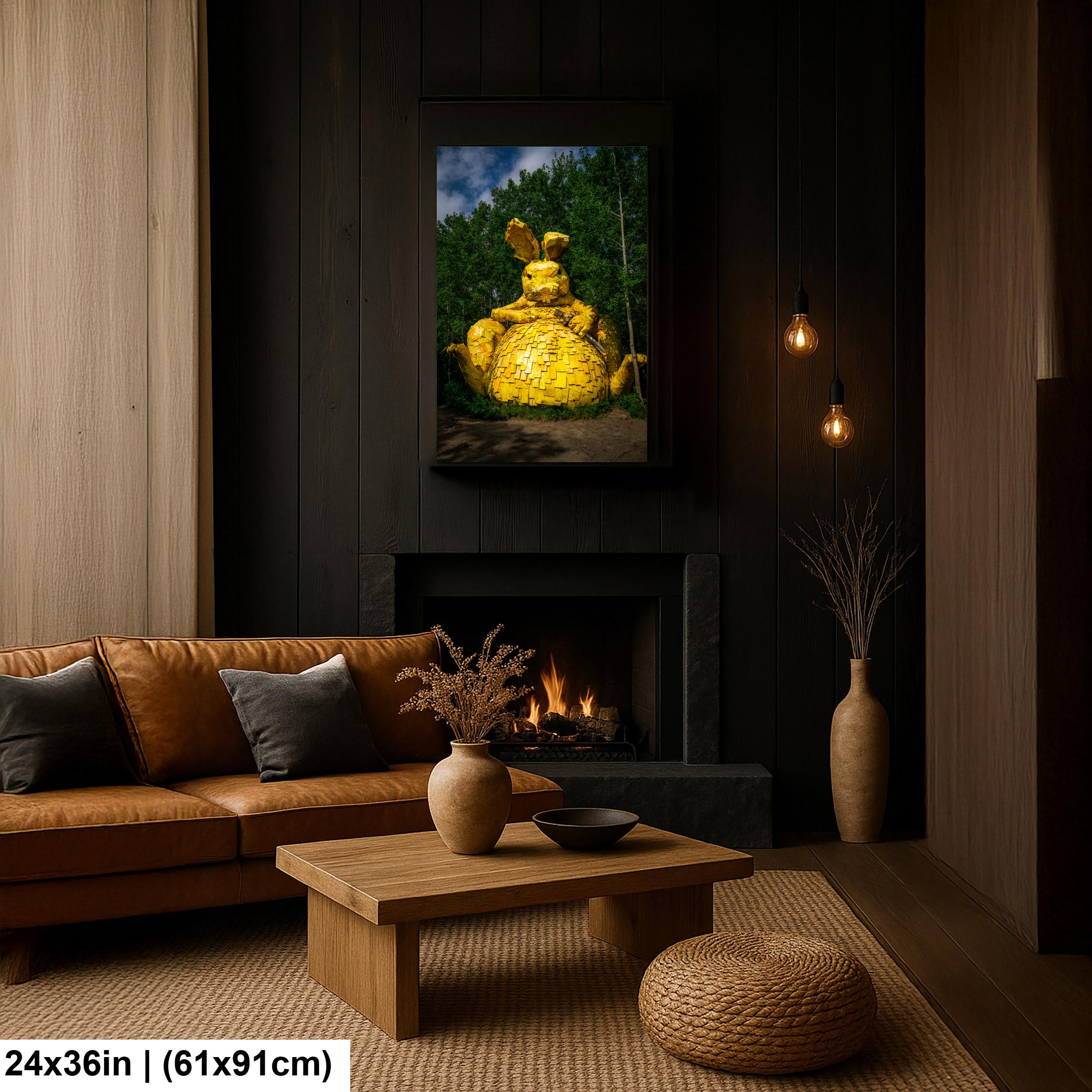 Giant Yellow Rabbit Sculpture Photography Print, Detroit Lakes Minnesota Art, Quirky Roadside Attraction Wall Decor