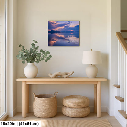 Psalm 46:10 Be Still and Know That I Am God, Sunset Lake Photography Print, Christian Scripture Wall Decor