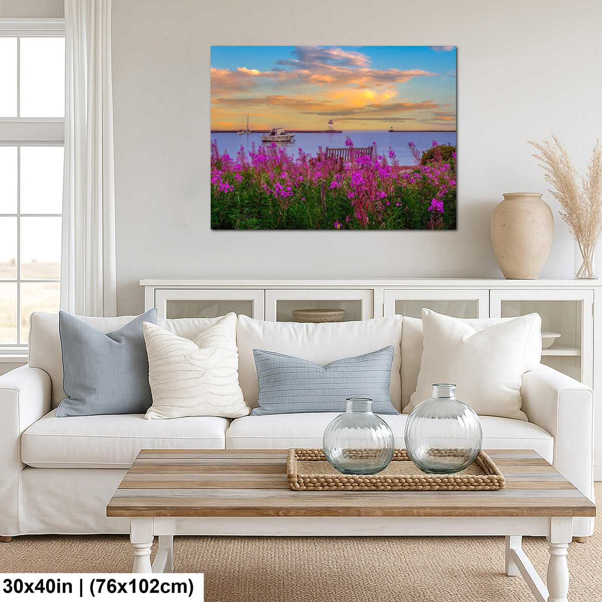 Purple Rosebay: Grand Marais Harbor Minnesota Coastal Photography Wall Art