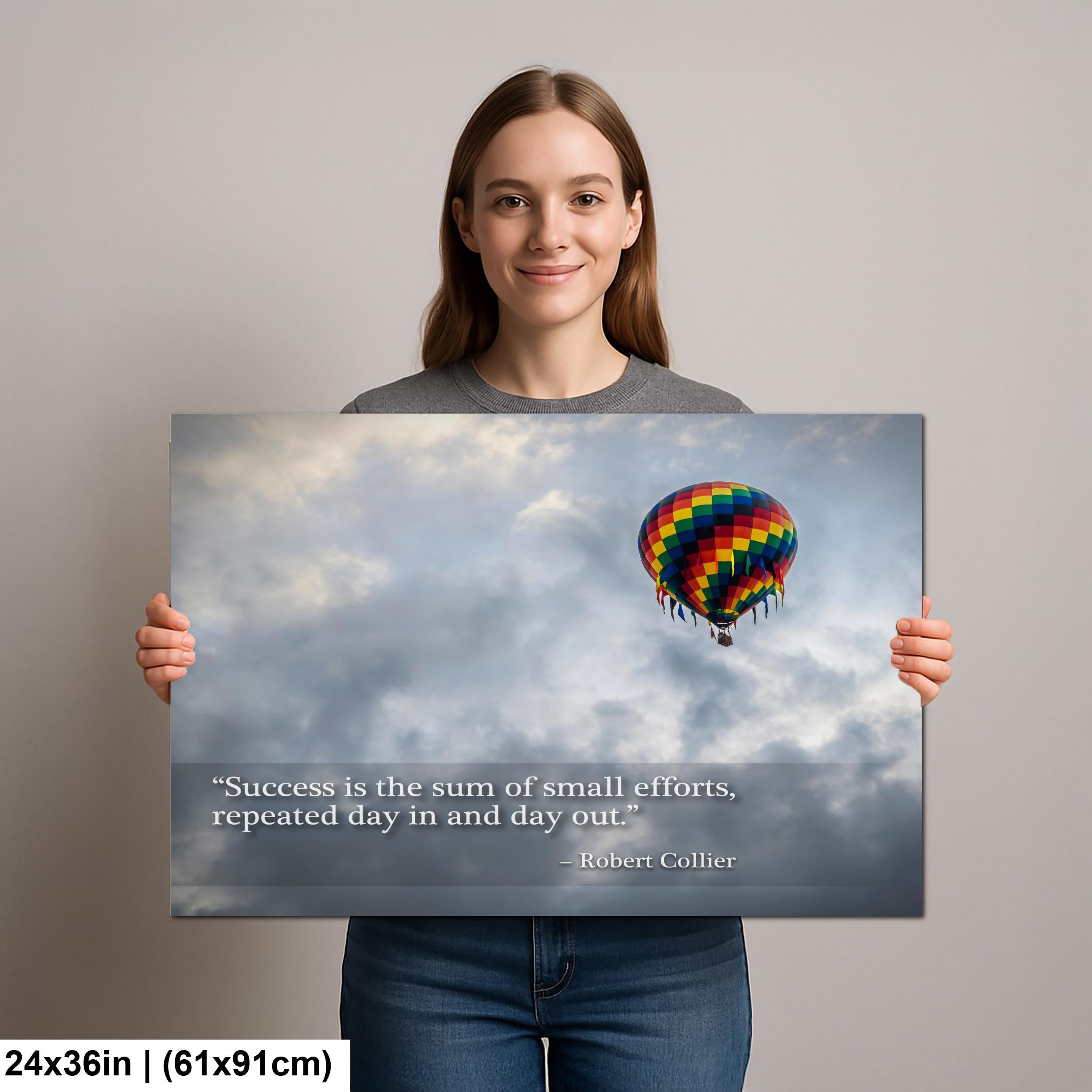 Motivational Wall Art - Hot Air Balloon Print | Persistence Artwork for Office Wall Decor