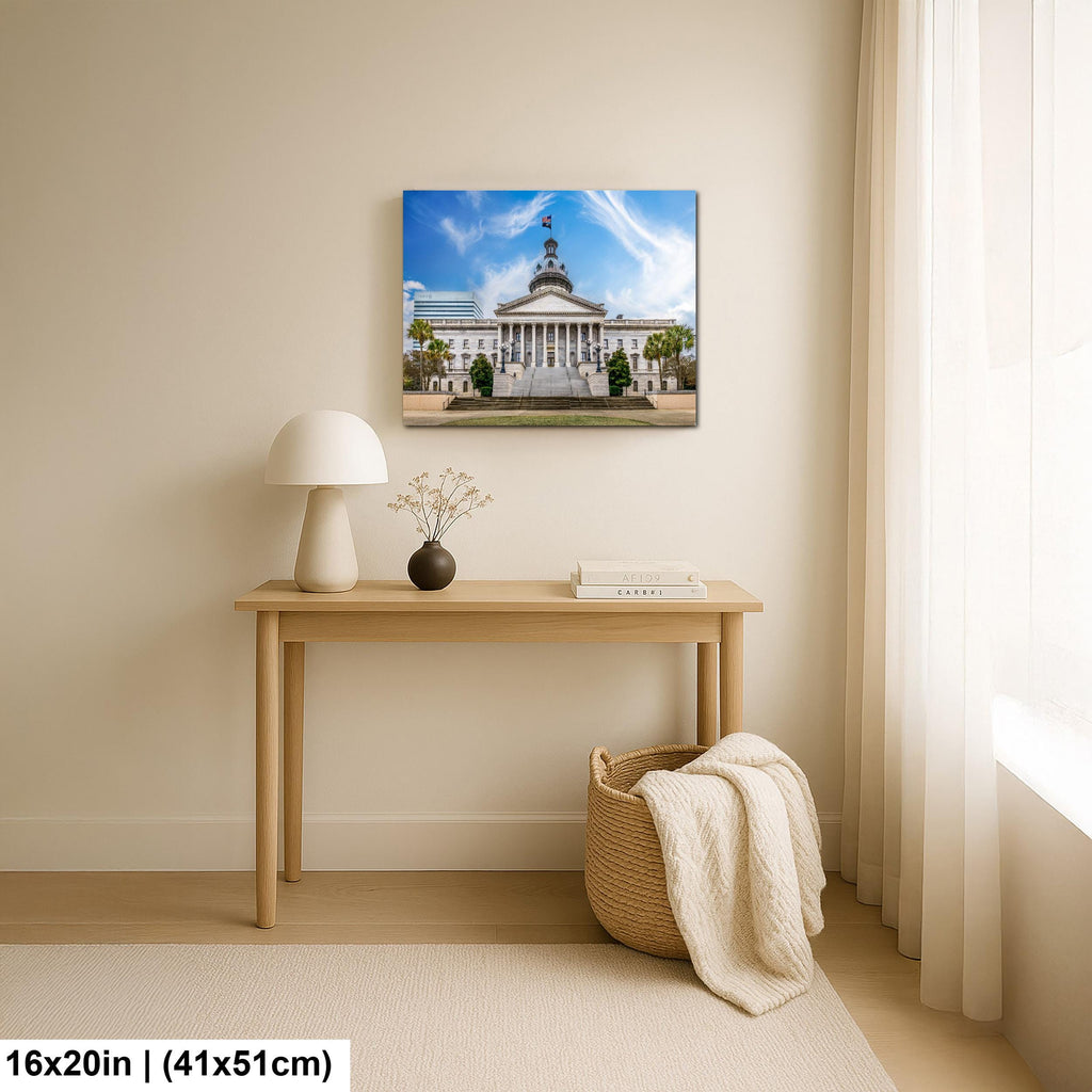 South Carolina State House Under Blue Sky, Columbia South Carolina Photography Print