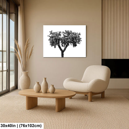 Black and White Cholla Cactus Print: Desert Minimalist Wall Decor