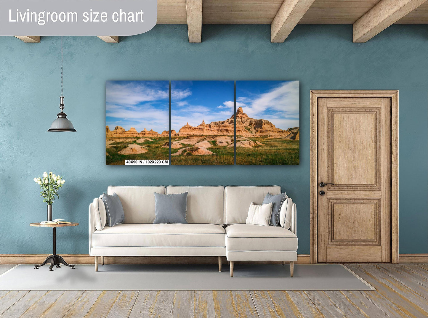 Badlands National Park Layered Buttes and Prairie Under Blue Sky South Dakota Photography Print
