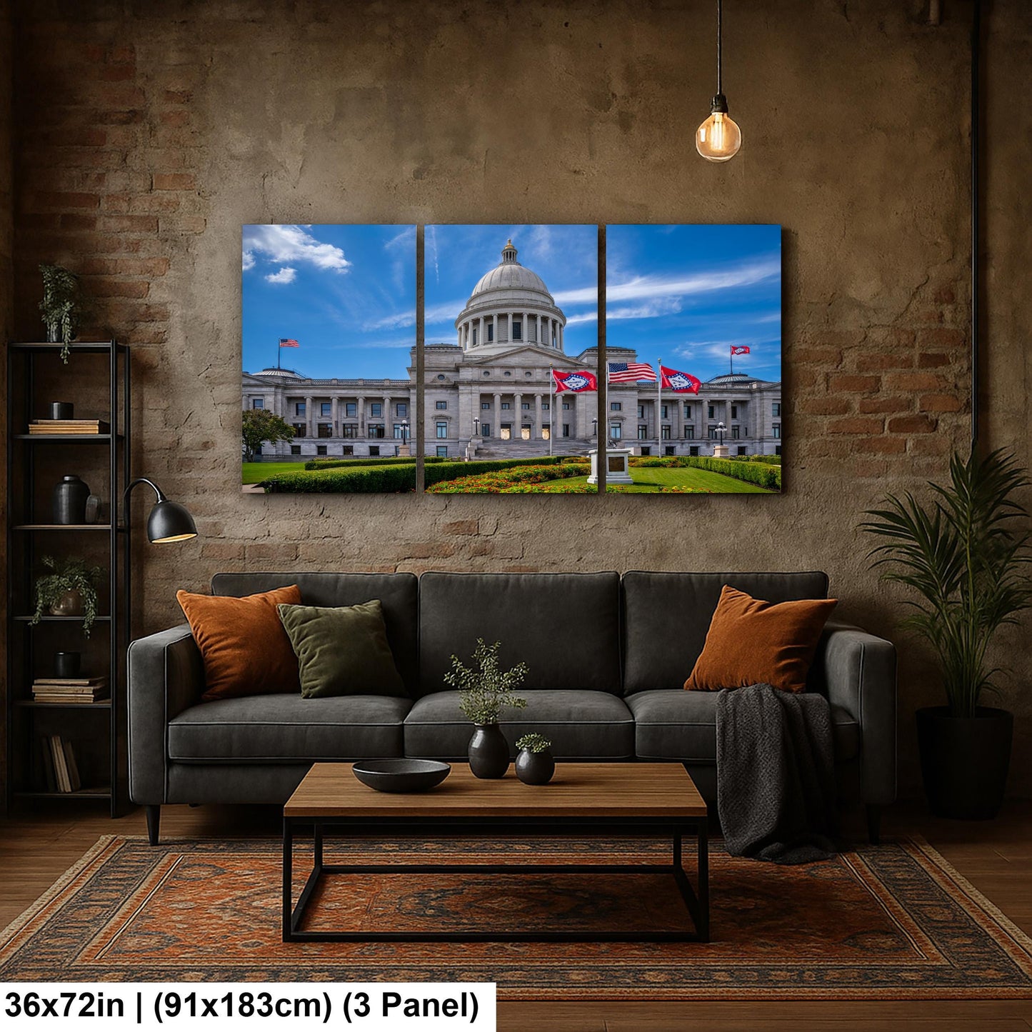 Arkansas State Capitol with Flags, Little Rock Arkansas, Photography Print Wall Art