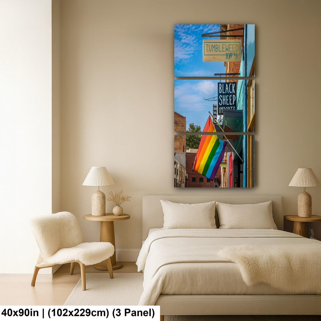 Bisbee Street Scene with Pride Flag Colorful Arizona Downtown Photography Wall Art
