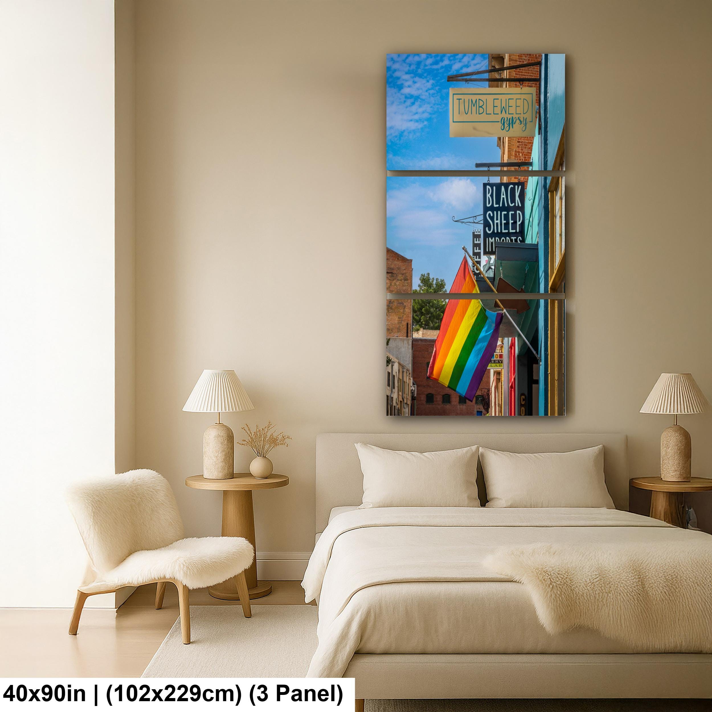 Bisbee Street Scene with Pride Flag Colorful Arizona Downtown Photography Wall Art