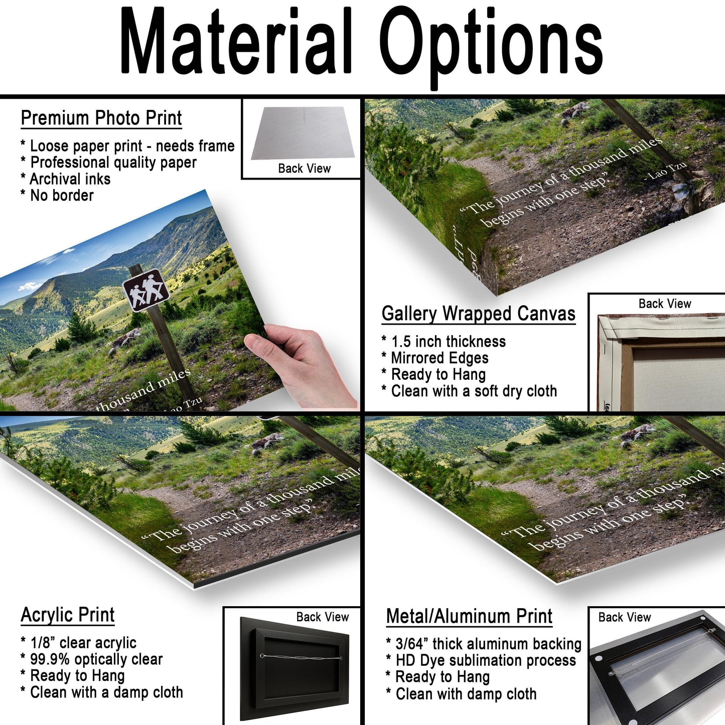 Lao Tzu Journey of a Thousand Miles Hiking Trail Motivational Photography Print