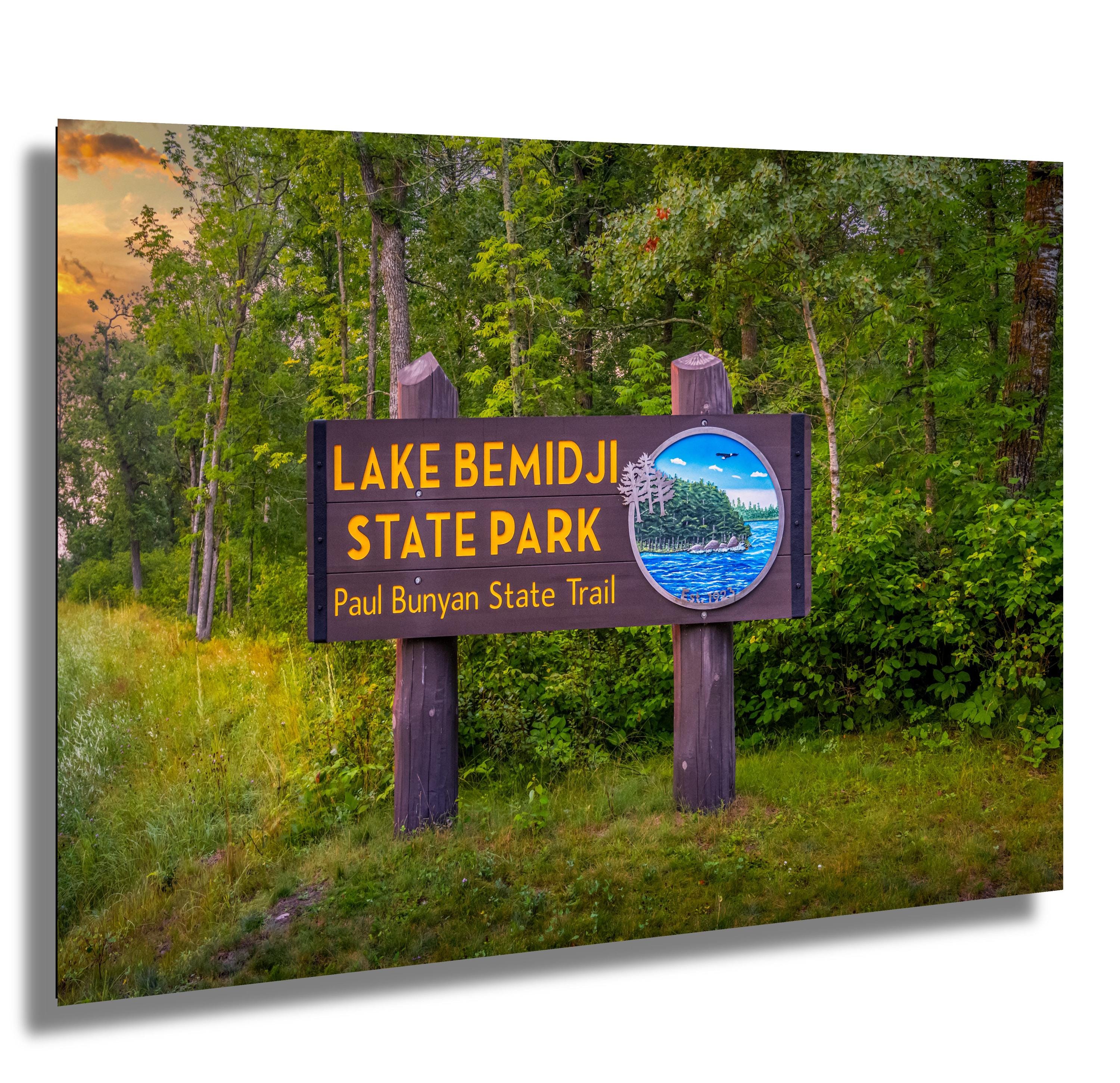 Lake Bemidji State Park Sign: Minnesota Forest Photography Wall Art