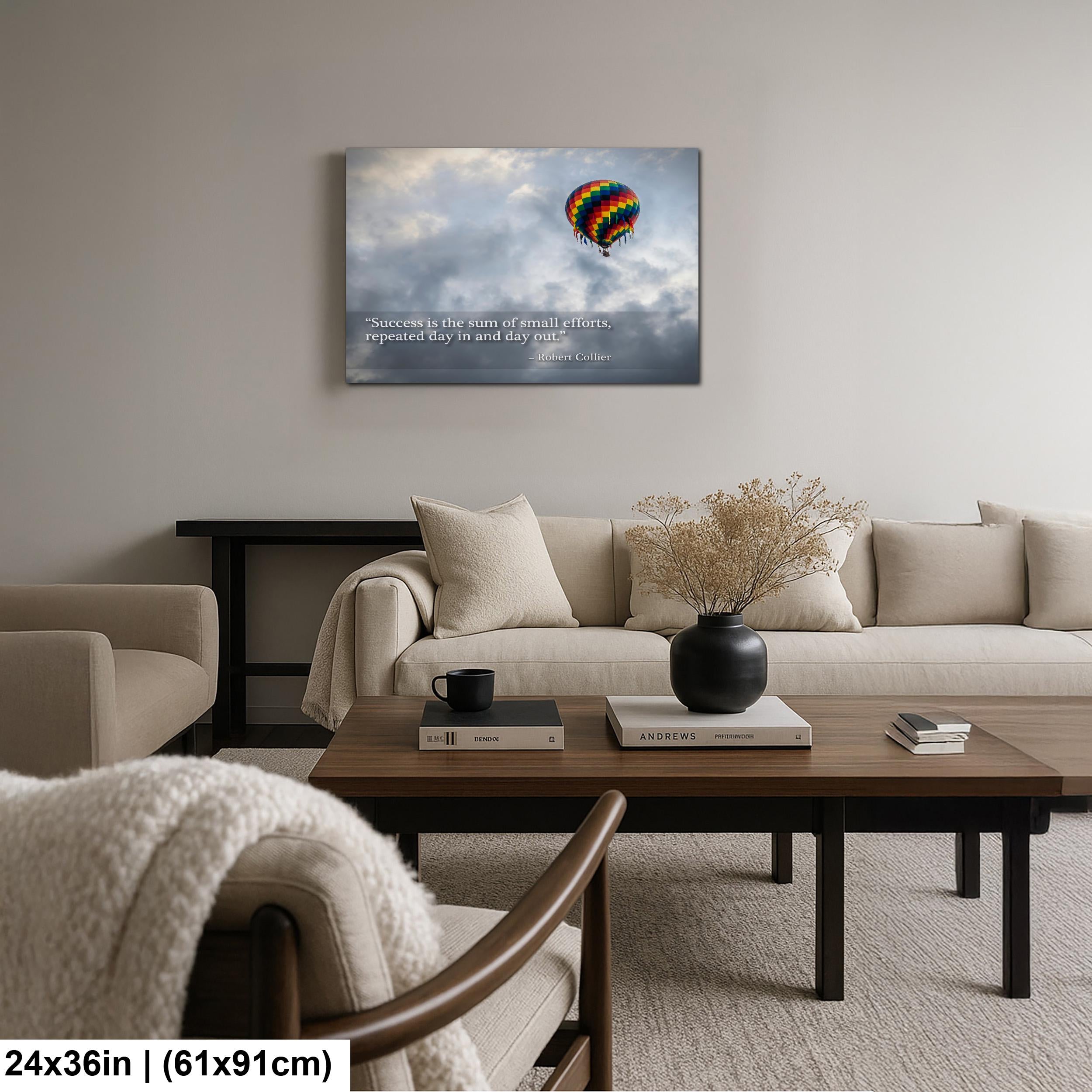 Motivational Wall Art - Hot Air Balloon Print | Persistence Artwork for Office Wall Decor