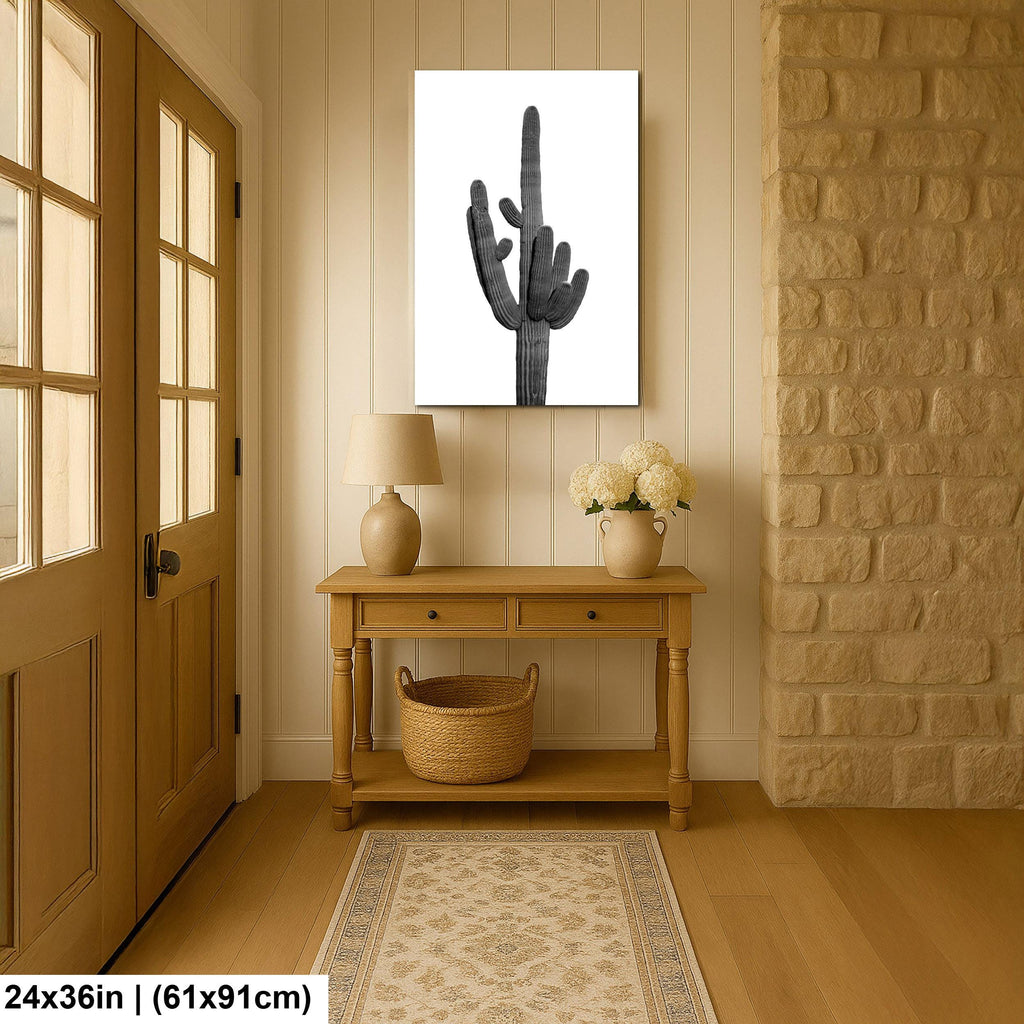 Black and White Saguaro Cactus Arizona Desert Photography Wall Art