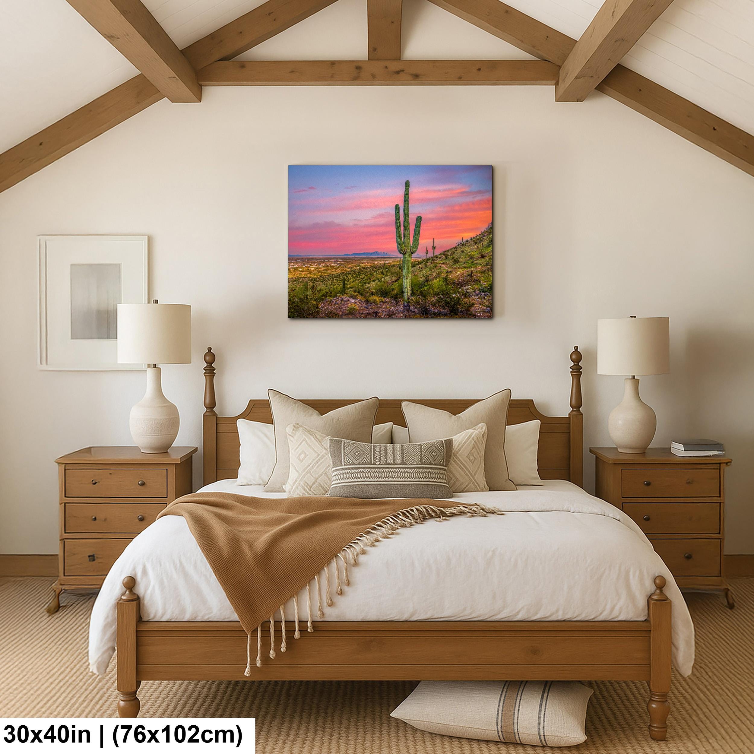 Sonoran Desert Sunset with Saguaros, Casa Grande Arizona, Photography Wall Art