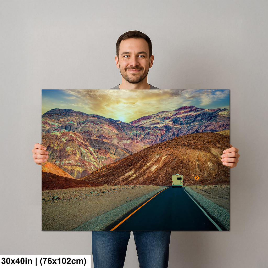 RV on Scenic Road Through Death Valley National Park California Photography Print