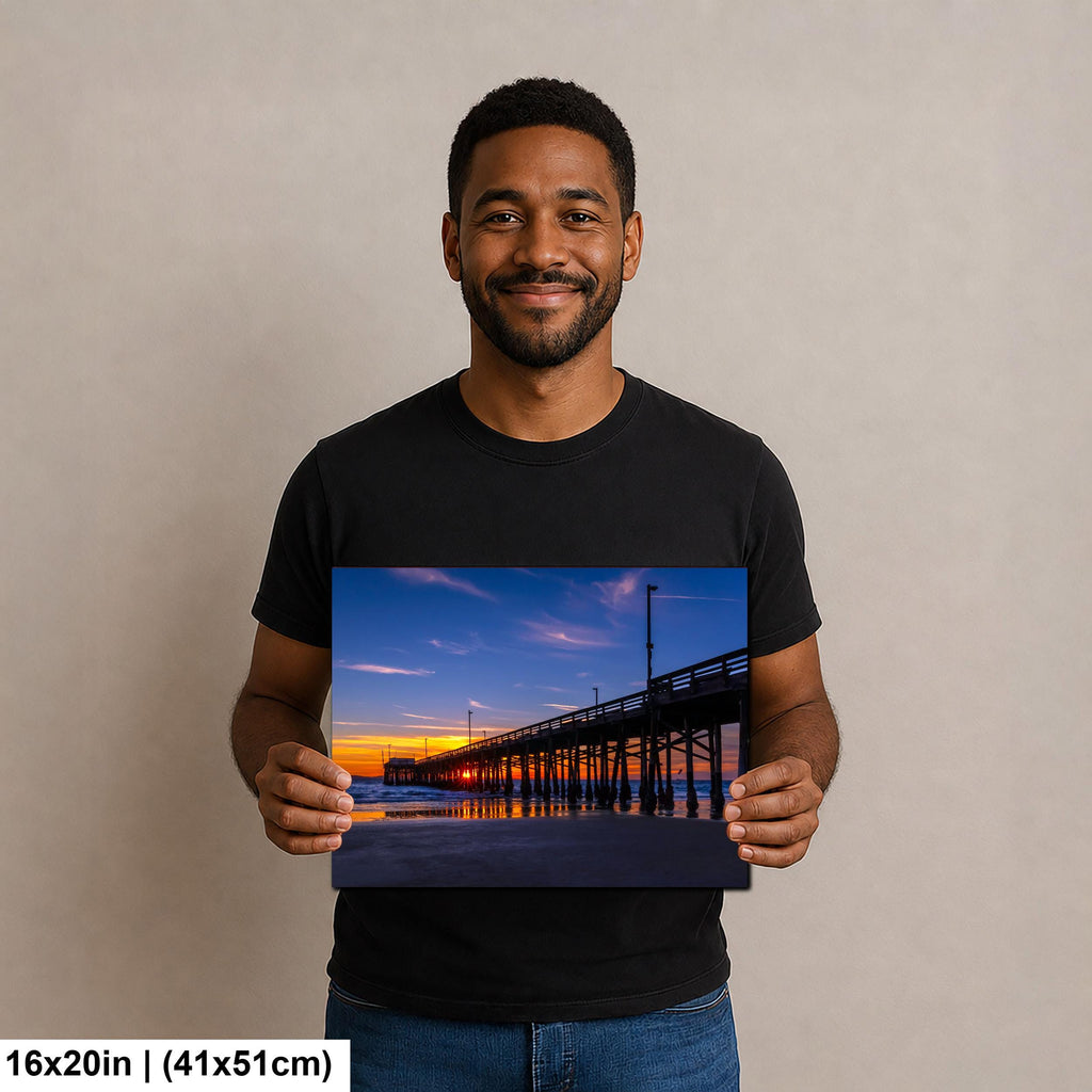 Sunburst Pier: Newport Beach California Ocean Sunset Photography Wall Art