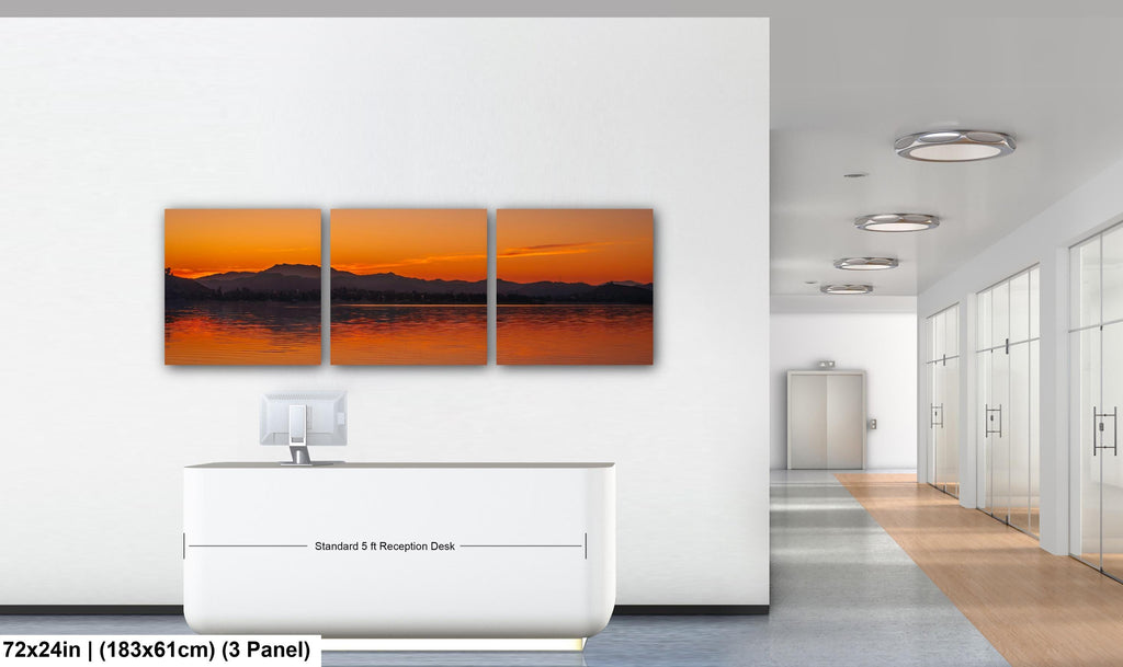Golden Stillness: Lake Elsinore California Sunset Landscape Photo Wall Art