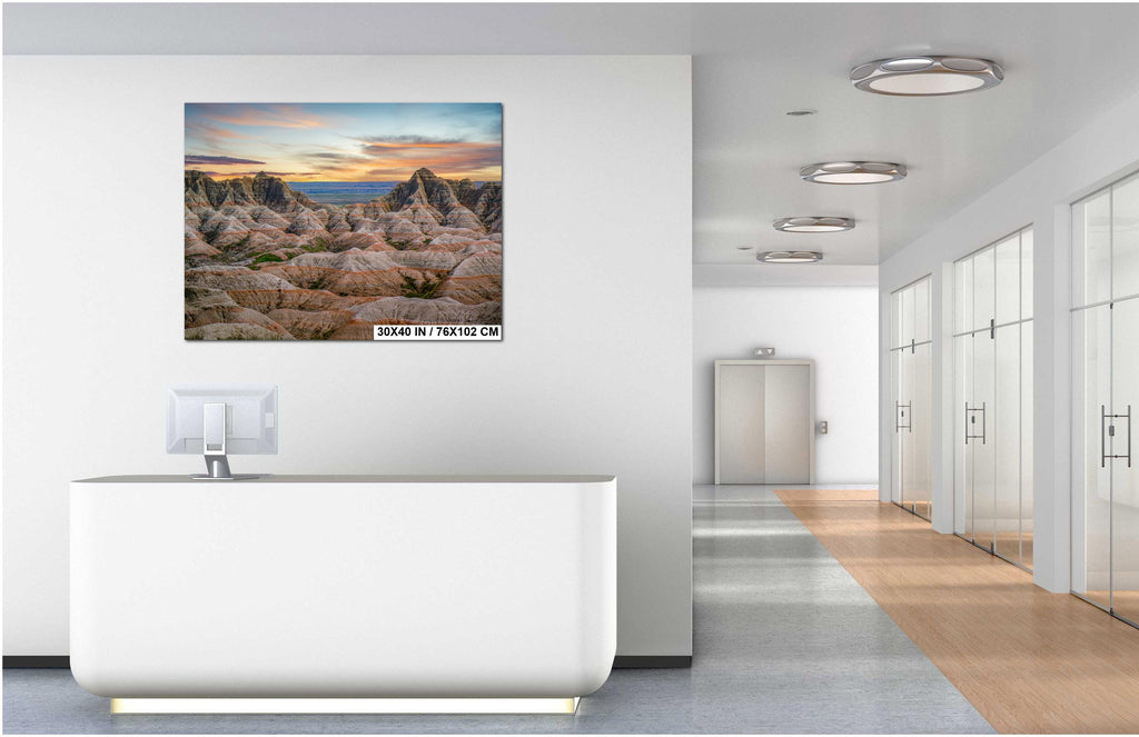 Badlands National Park Sunset Panorama: South Dakota Desert Landscape Photography Wall Art