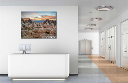 Badlands National Park Sunset Panorama: South Dakota Desert Landscape Photography Wall Art