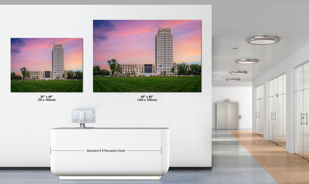 North Dakota State Capitol Sunset Skyscraper, Bismarck Architectural Photography Wall Art