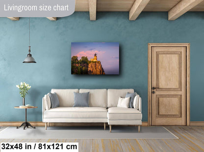 Split Rock Lighthouse Print – Minnesota Wall Art | Golden Hour Sunset Canvas