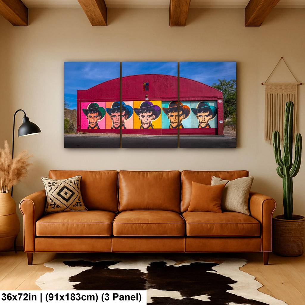 Tucson Mural - Colorful Cowboy Mural, Warhol Style, Photography Print Wall Art