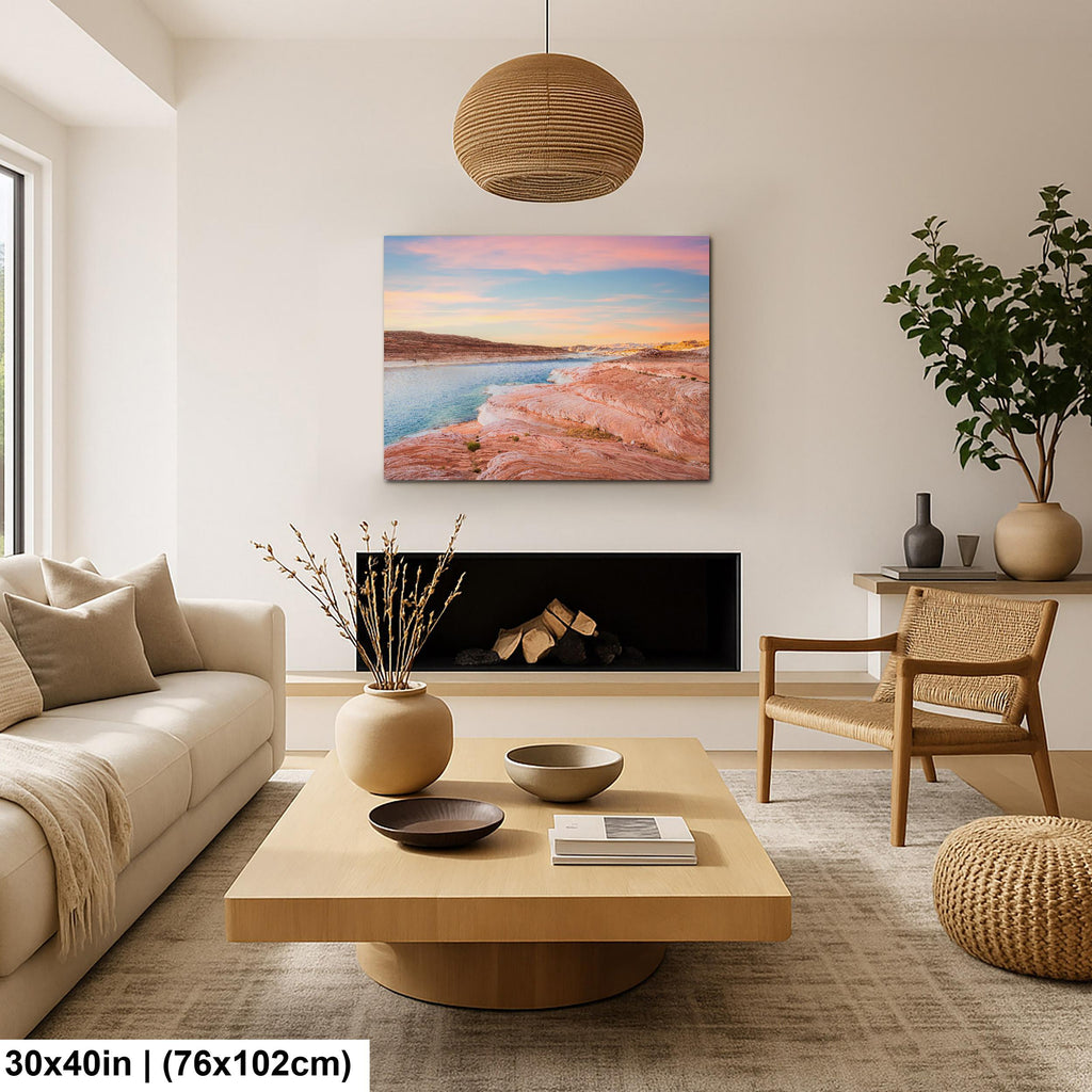 Lake Powell Sunset Landscape, Page Arizona Photography Print, Southwest Desert Wall Art, Pastel Sky Decor, Utah Home Decor