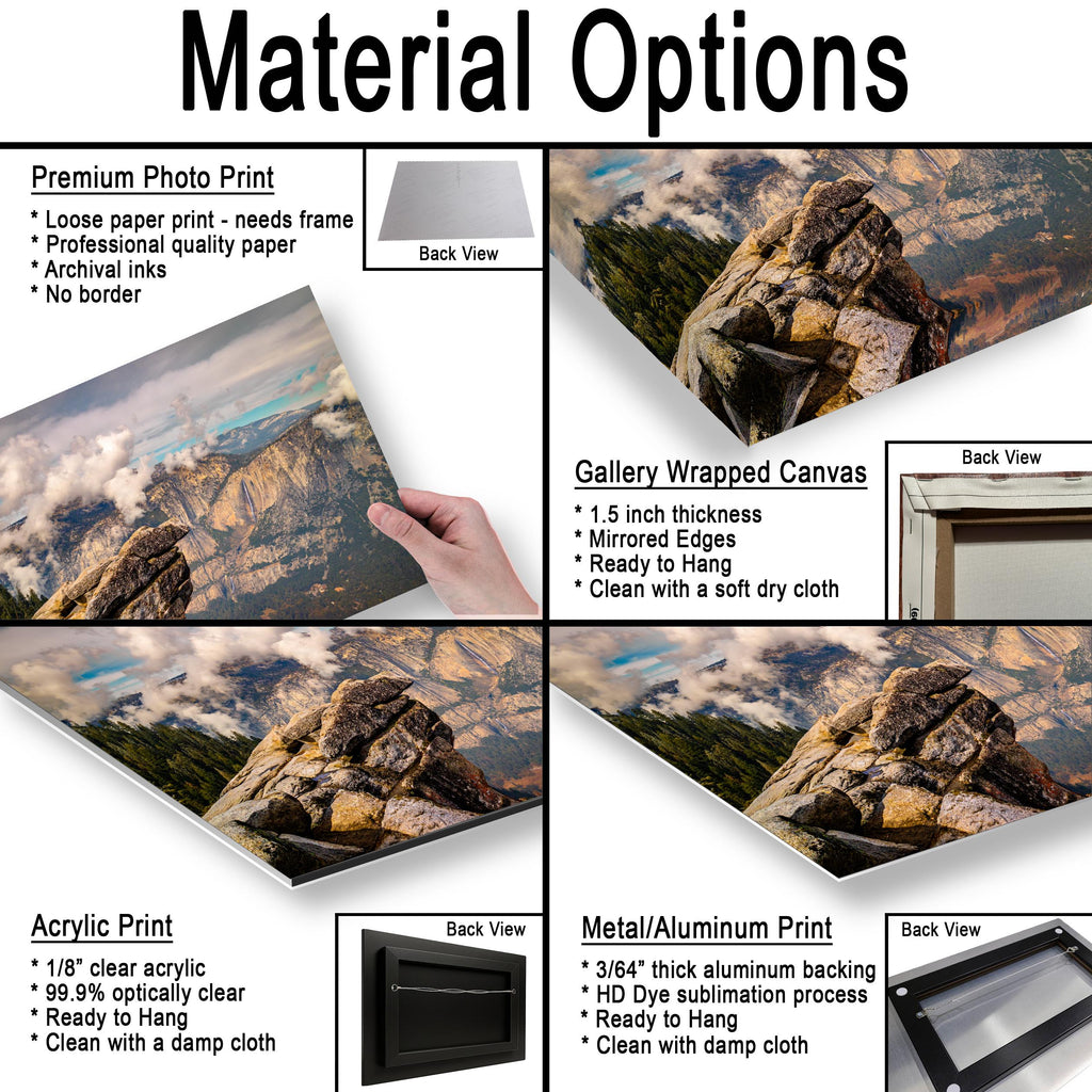 Glacier Point View Yosemite National Park Photography Print, California Landscape Wall Art, Dramatic Mountain Photo