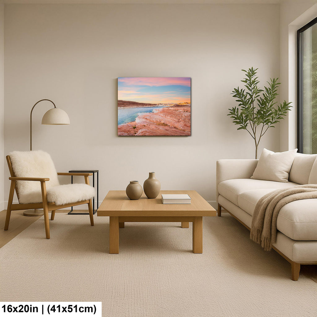 Lake Powell Sunset Landscape, Page Arizona Photography Print, Southwest Desert Wall Art, Pastel Sky Decor, Utah Home Decor