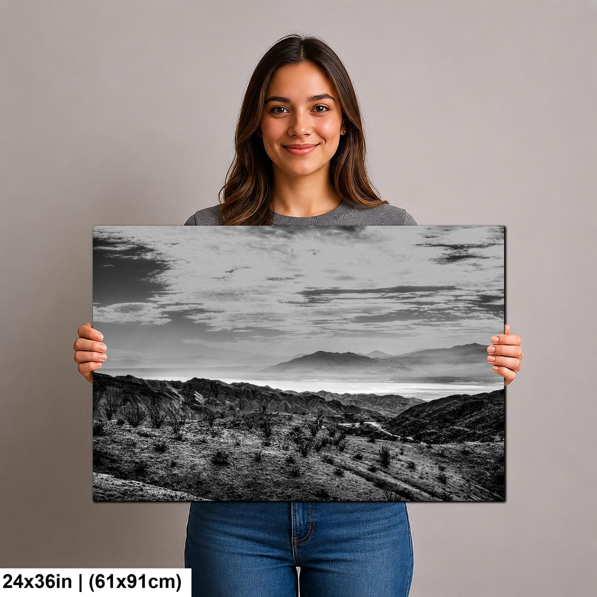 Desert Ridges: Salton Sea Mecca California Black White Photography Wall Art