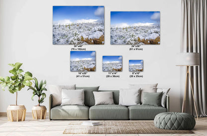 Saguaro Snow Print – Winter Desert Photography | Southwestern Cactus Wall Art