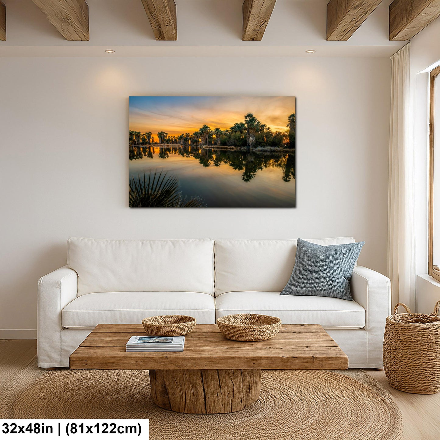 Agua Caliente Park Sunset Palm Oasis Reflection - Tucson Arizona Photography Print