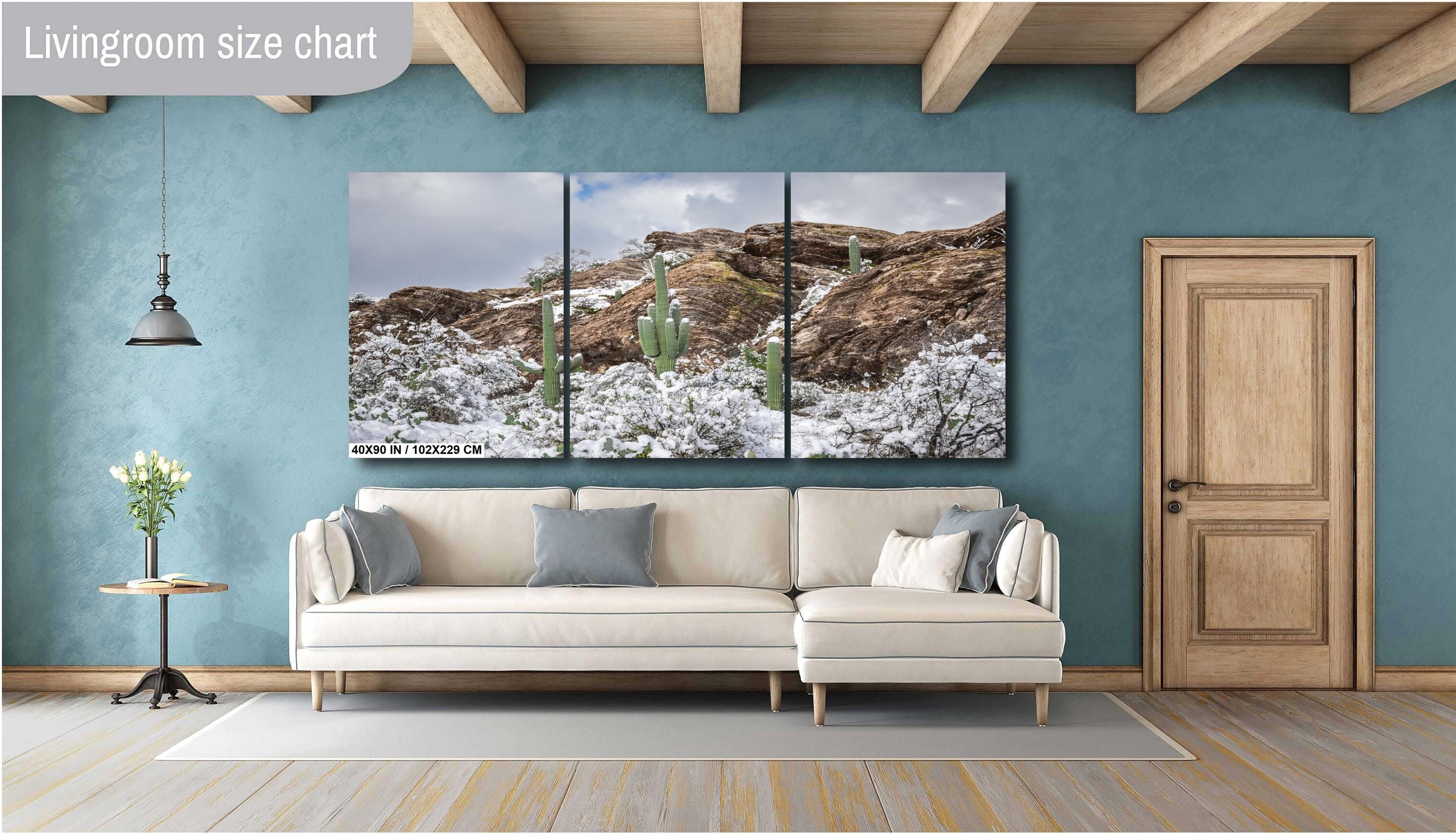 Saguaro National Park Winter Print: Tucson Arizona Desert Snow Scene