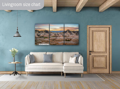Badlands National Park Sunset Panorama: South Dakota Desert Landscape Photography Wall Art