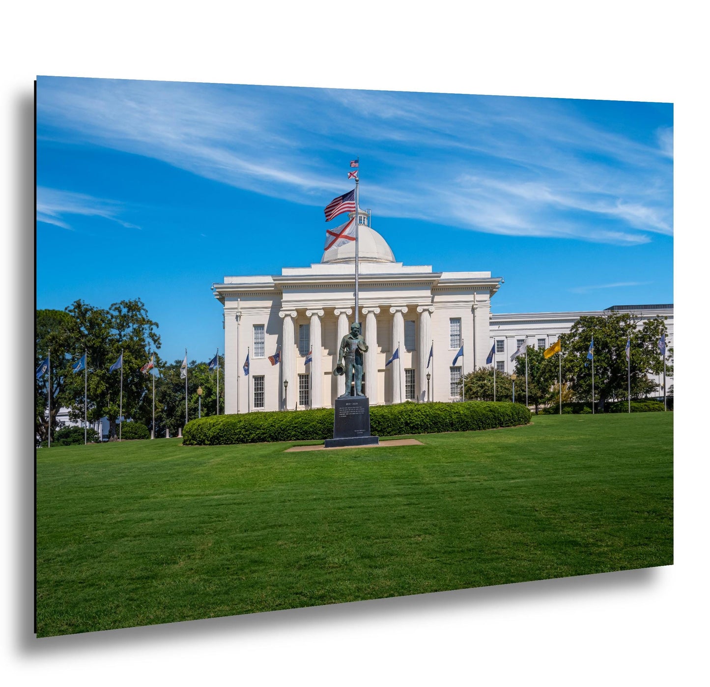Alabama Capitol with Statue and Flags Photography Wall Art