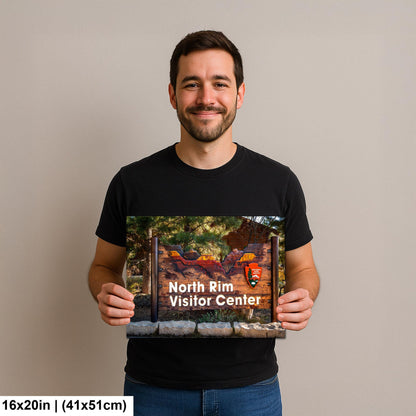 North Rim Visitor Center Sign, Grand Canyon National Park Arizona, Photography Print Wall Art