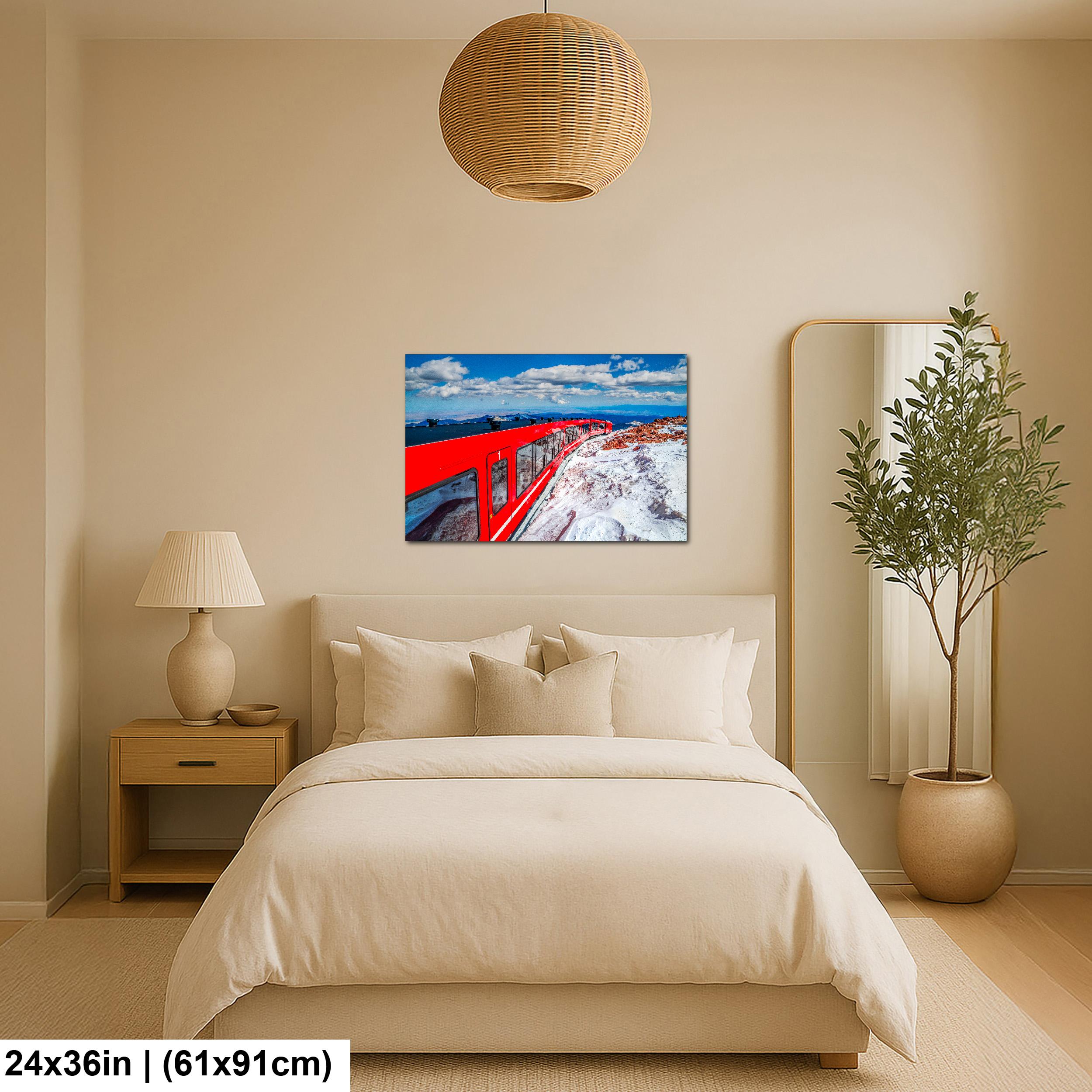 Pikes Peak Cog Railway Photography Print, Colorado Springs Mountain Train, Red Train Wall Art, Colorado Decor