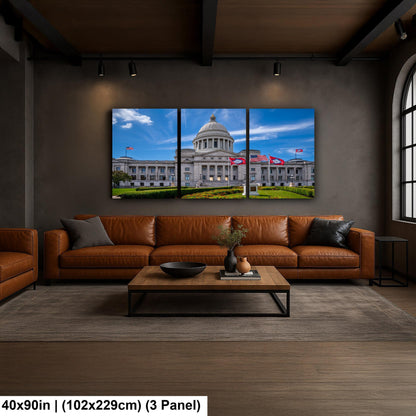 Arkansas State Capitol with Flags, Little Rock Arkansas, Photography Print Wall Art