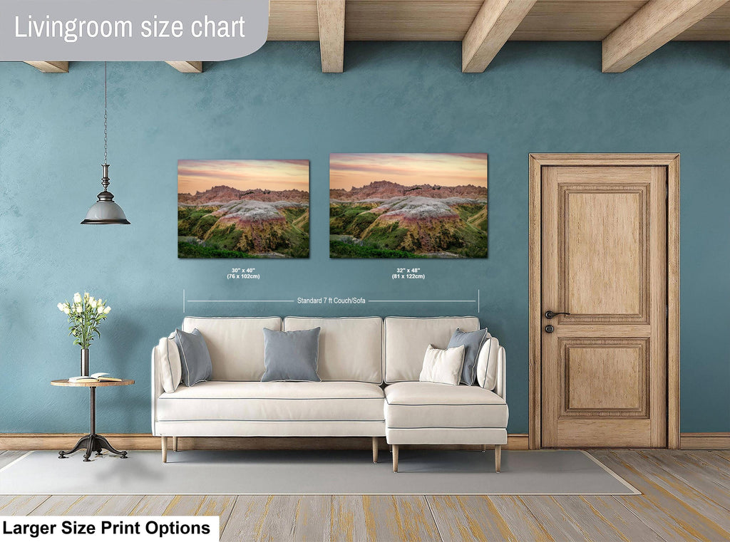 Badlands National Park Sunset, Rainbow Mounds Landscape Photography Wall Art